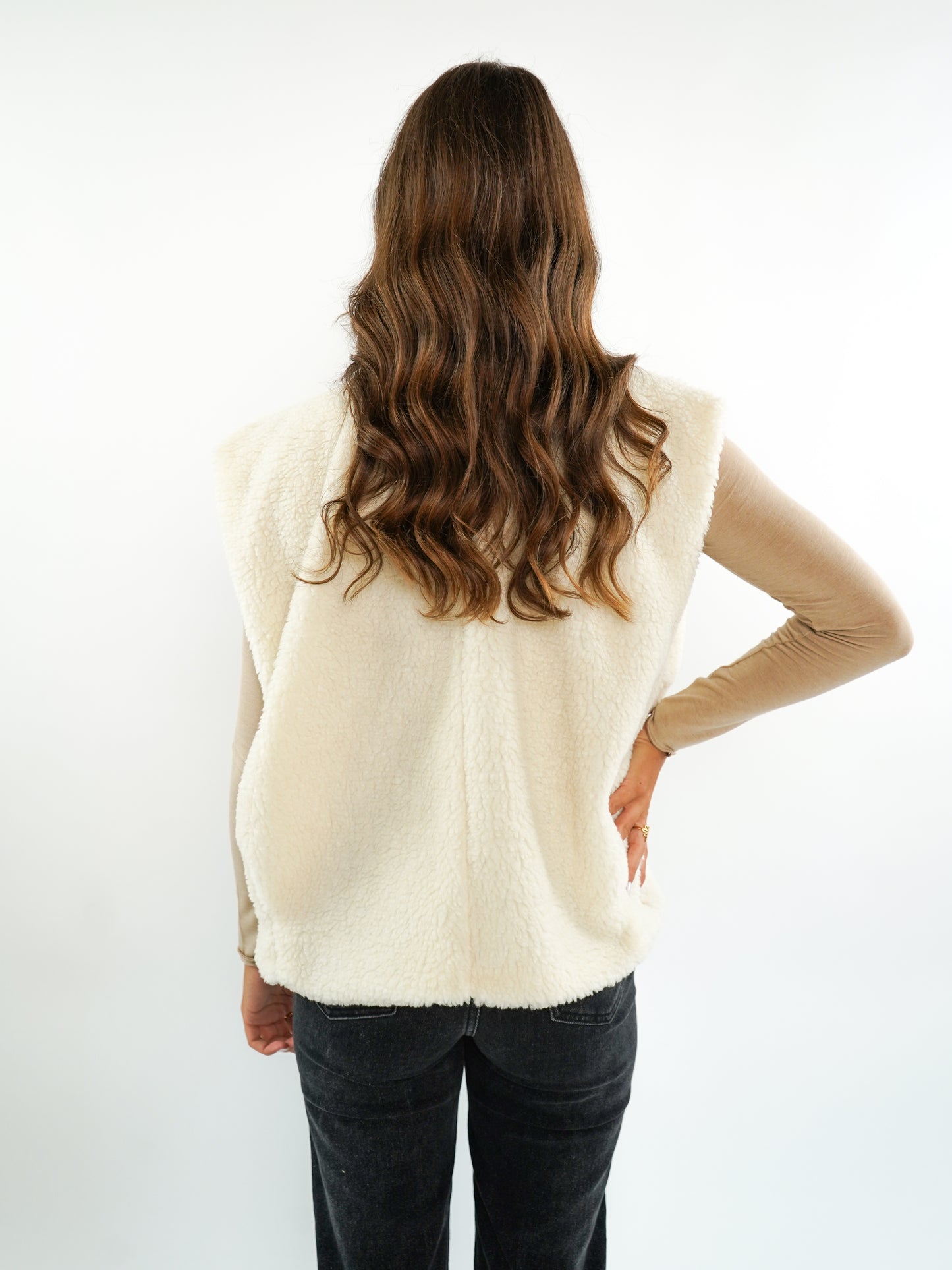 Oversize Teddy Weste ANNISVIEW - Hellbeige