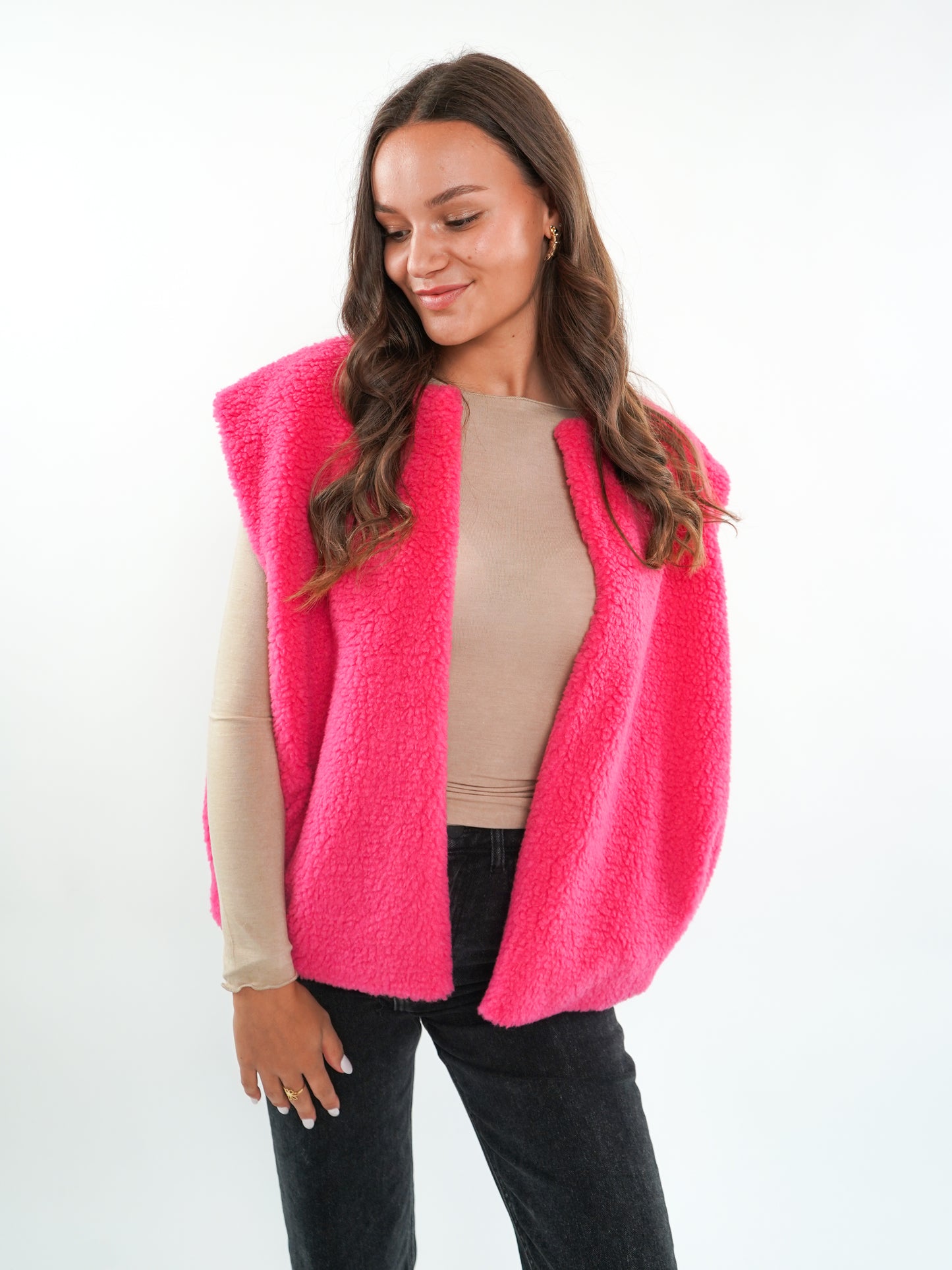 Oversize Teddy Weste ANNISVIEW - Rosa