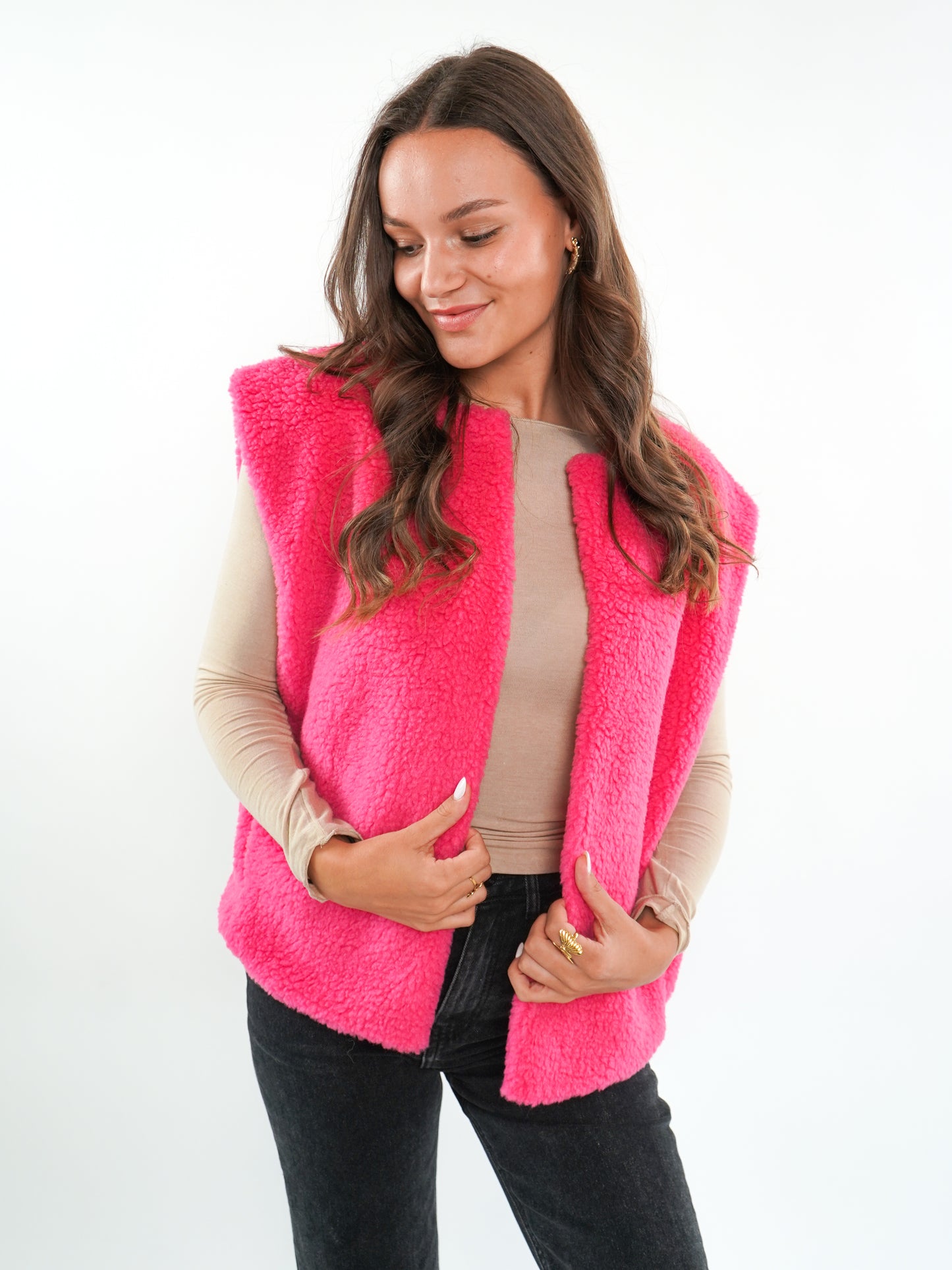 Oversize Teddy Weste ANNISVIEW - Rosa