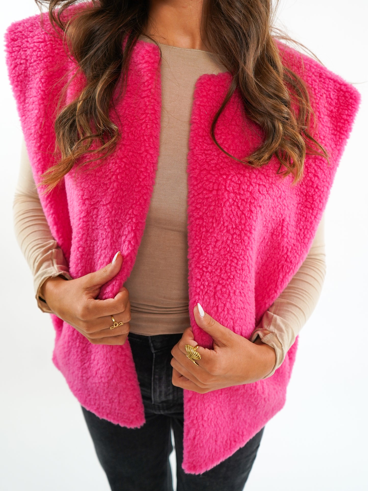 Oversize Teddy Weste ANNISVIEW - Rosa