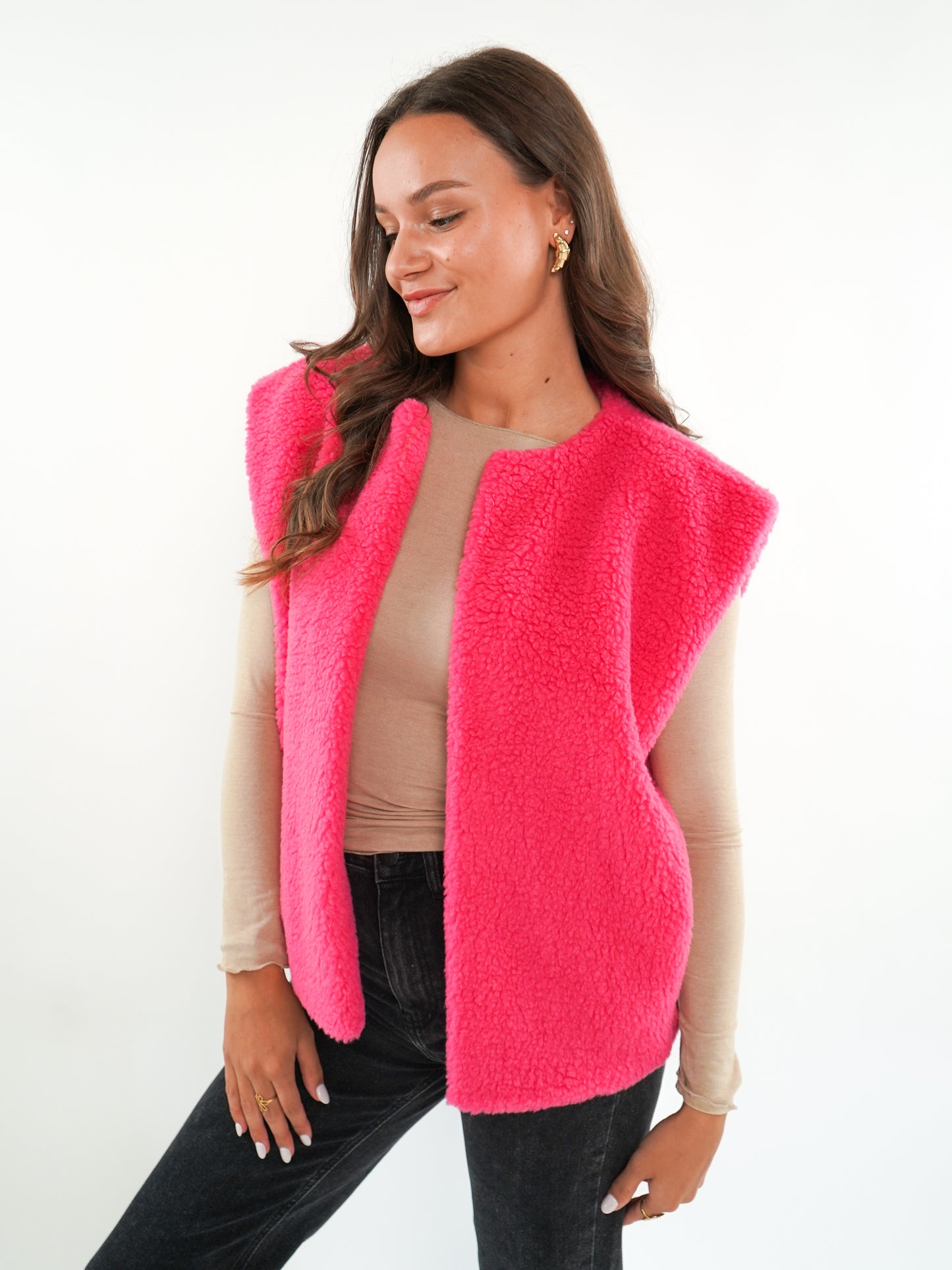 Oversize Teddy Weste ANNISVIEW - Rosa