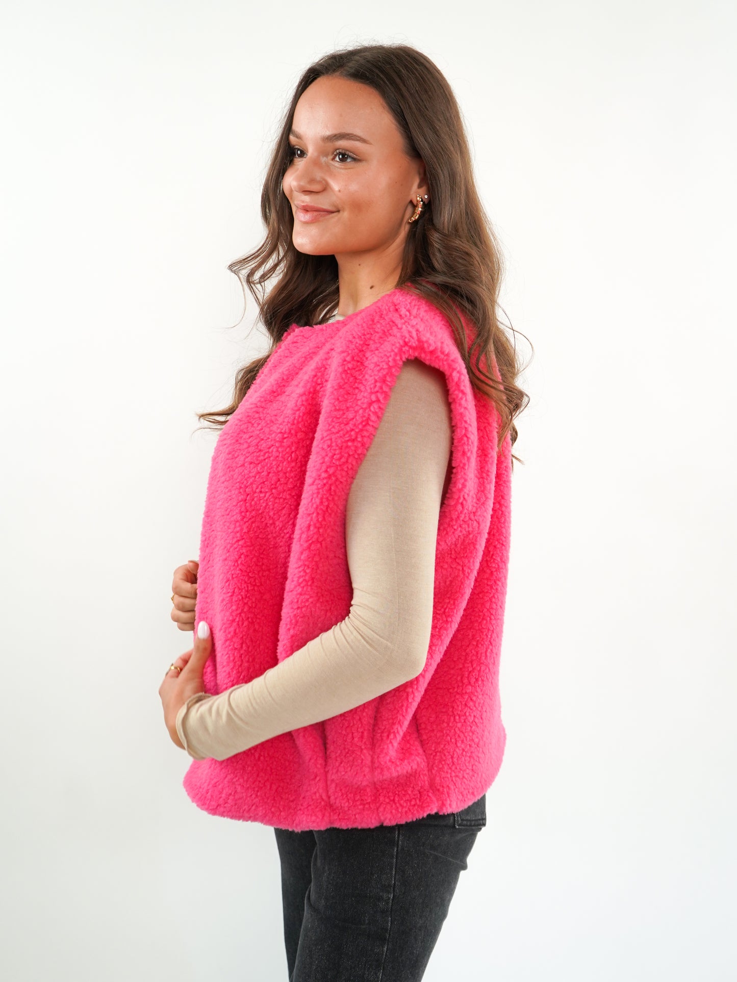 Oversize Teddy Weste ANNISVIEW - Rosa