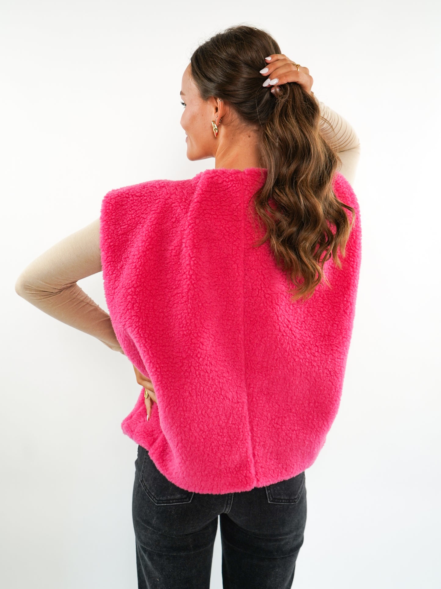 Oversize Teddy Weste ANNISVIEW - Rosa