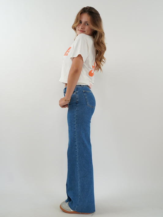 Wide Leg Jeans - Jeansblau