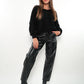 Mom Fit Leather Pants - Schwarz