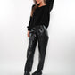 Mom Fit Leather Pants - Schwarz