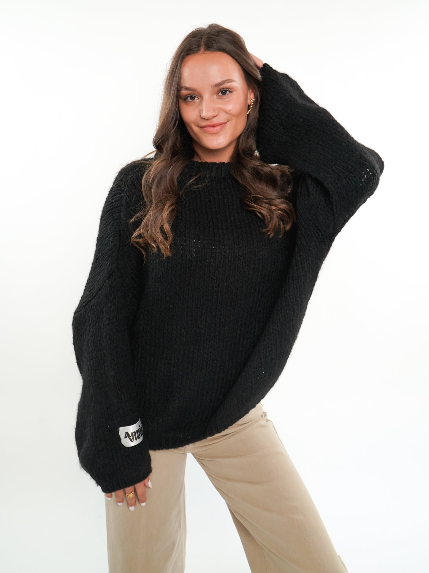 Knit Sweater Big ANNISVIEW - Schwarz