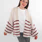 Cozy Strickjacke Felina Stripes - Weiß mit Bordeaux