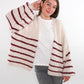 Cozy Strickjacke Felina Stripes - Weiß mit Bordeaux