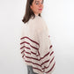 Cozy Strickjacke Felina Stripes - Weiß mit Bordeaux