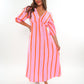 Musselin Midikleid Milos Wide Stripes - Rosa/Orange