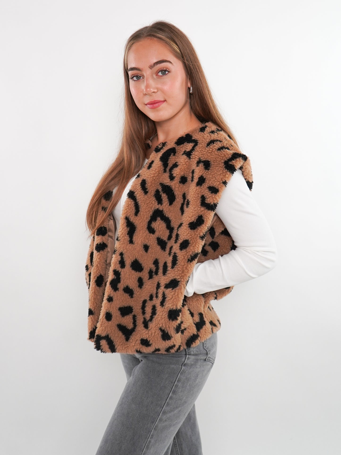 Oversize Teddy Weste Leo - Braun