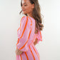 Musselin Midikleid Milos Wide Stripes - Rosa/Orange