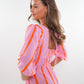 Musselin Midikleid Milos Wide Stripes - Rosa/Orange