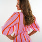 Musselin Midikleid Milos Wide Stripes - Rosa/Orange