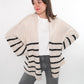 Cozy Strickjacke Felina Stripes - Weiß mit Schwarz