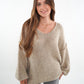 Strickpullover Felina V-Ausschnitt - Beigebraun