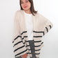 Cozy Strickjacke Felina Stripes - Weiß mit Schwarz