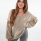 ZWEITELIEBE 902 Strickpullover Felina V-Ausschnitt - Beigebraun - vom Umtausch ausgeschlossen -