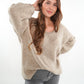 Strickpullover Felina V-Ausschnitt - Beigebraun