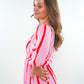 Musselin Midikleid Milos Wide Stripes - Rosa/Rot