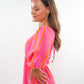 Musselin Midikleid Milos Wide Stripes - Pink/Orange