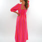 Musselin Midikleid Milos Wide Stripes - Pink/Orange