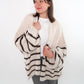 Cozy Strickjacke Felina Stripes - Weiß mit Braun