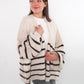 Cozy Strickjacke Felina Stripes - Weiß mit Braun