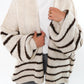 Cozy Strickjacke Felina Stripes - Weiß mit Braun