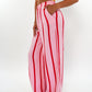 Musselinhose Medium Wide Stripes - Rosa/Rot