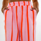 Musselinhose Medium Wide Stripes - Rosa/Orange