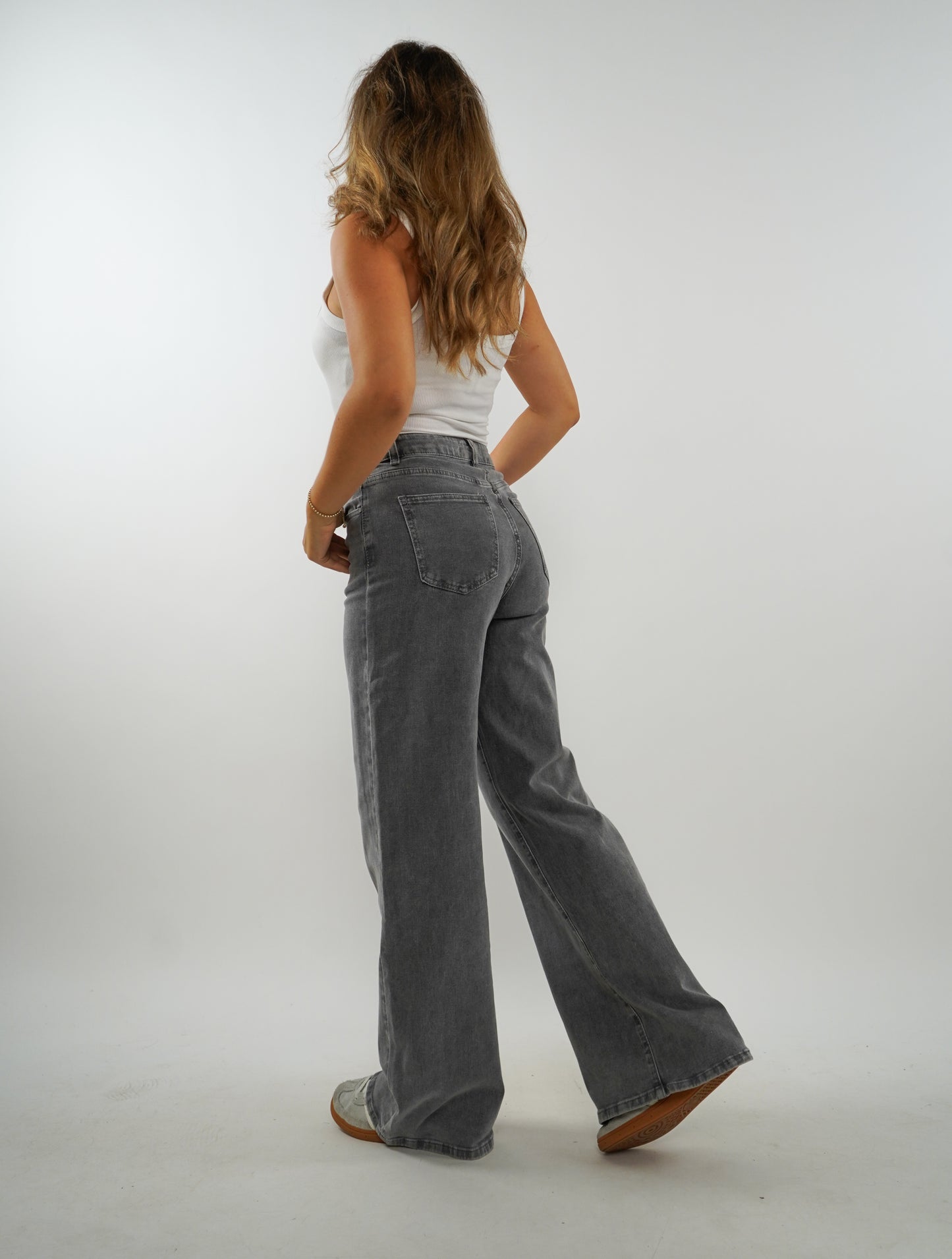 Wide Leg Jeans Madison - Grau mit Morgentau