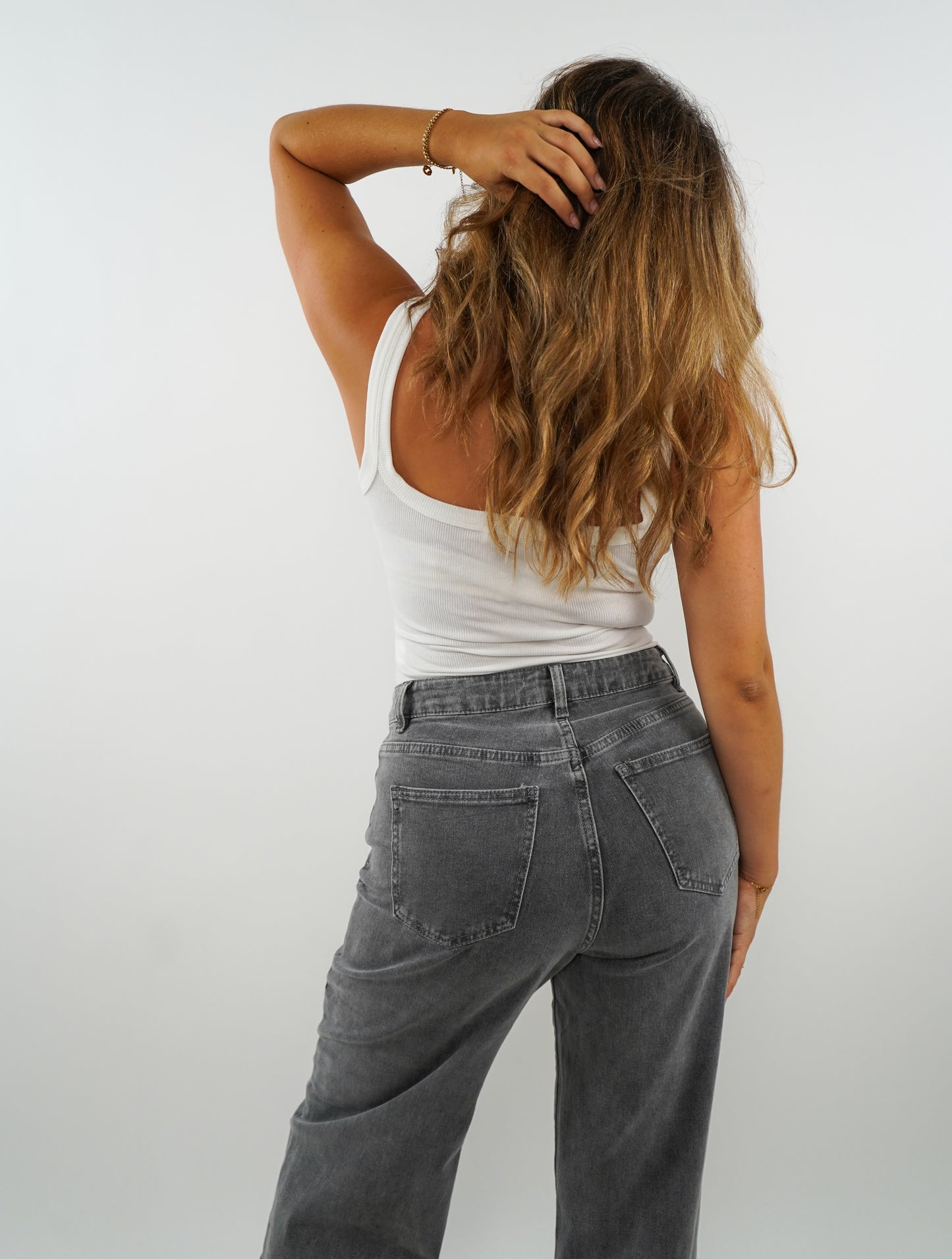 Wide Leg Jeans Madison - Grau mit Morgentau