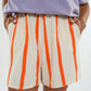 Musselin Shorts Wide Stripes- Beige/Orange