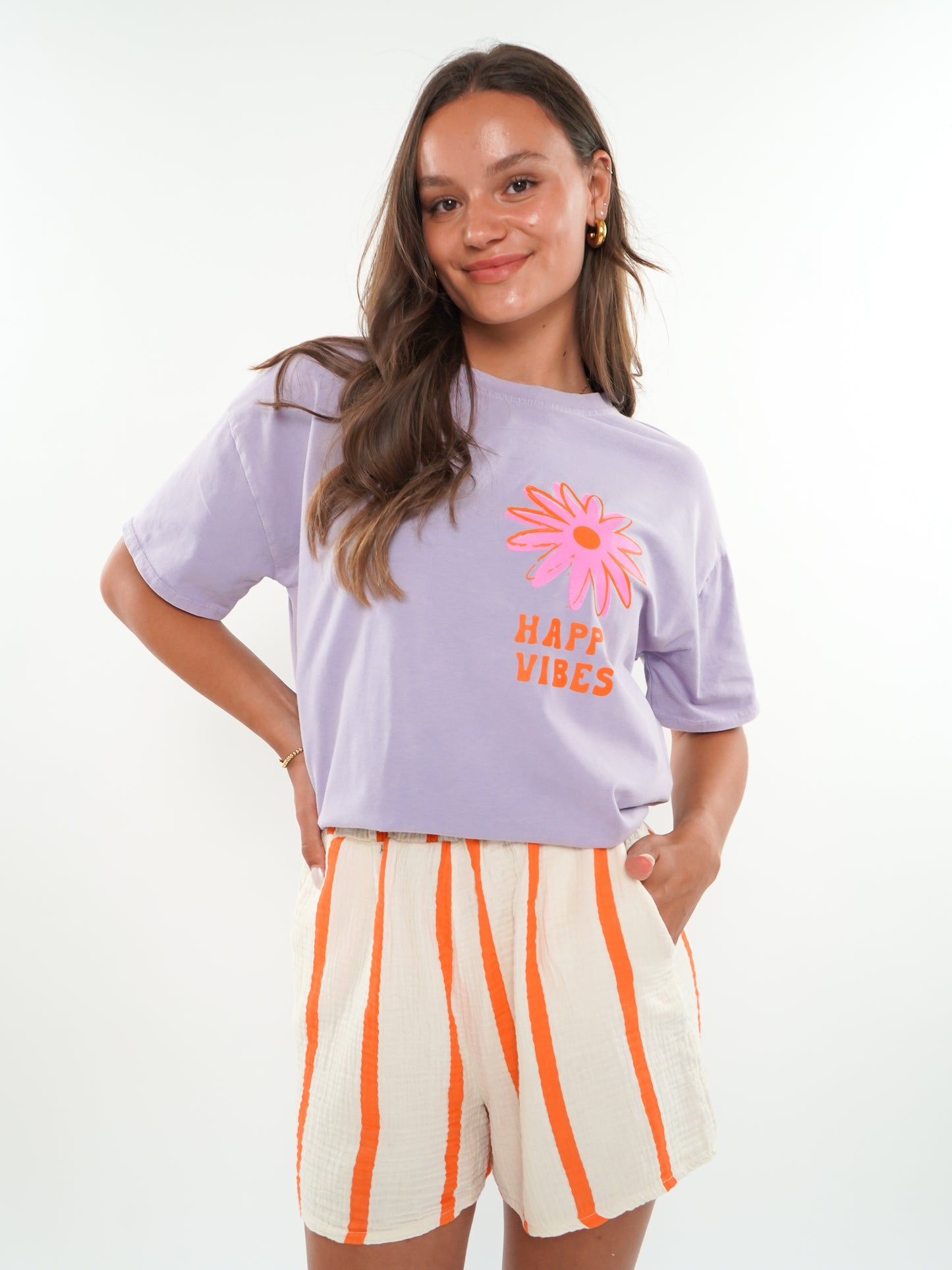 HAPPY VIBES T-Shirt - Flieder