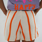 Musselin Shorts Wide Stripes- Beige/Orange