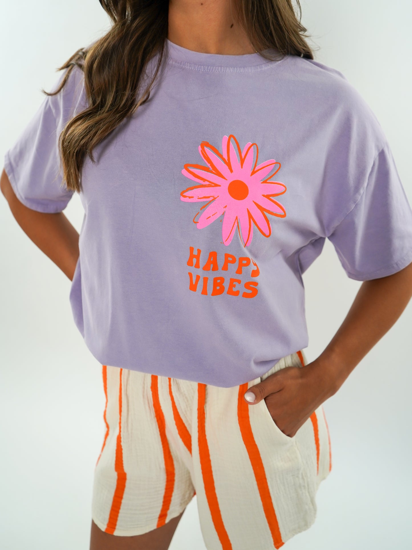 HAPPY VIBES T-Shirt - Flieder