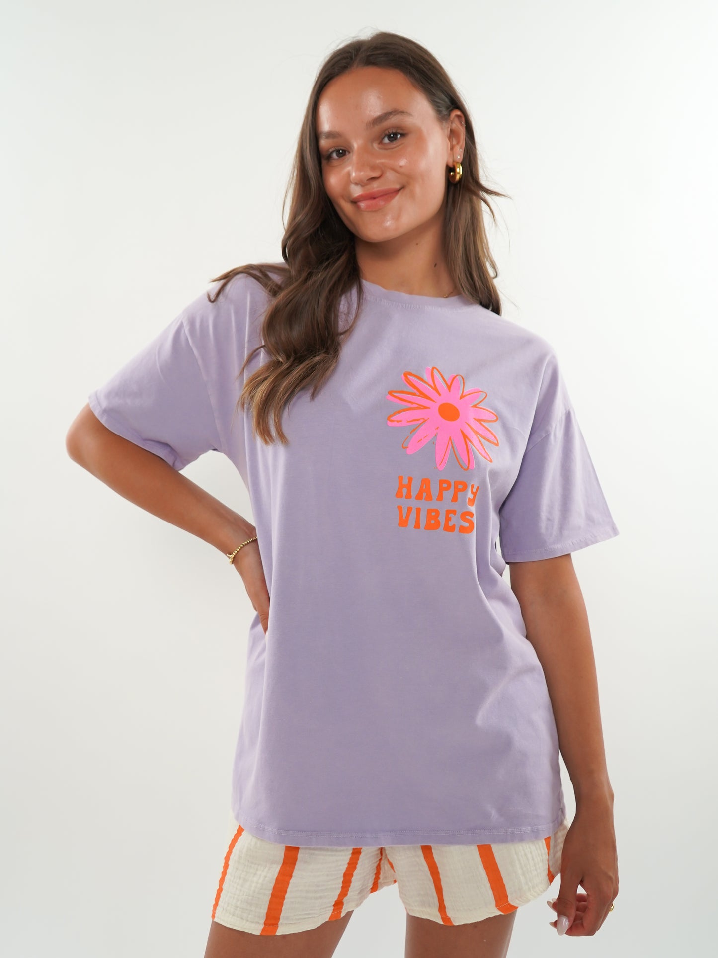 HAPPY VIBES T-Shirt - Flieder