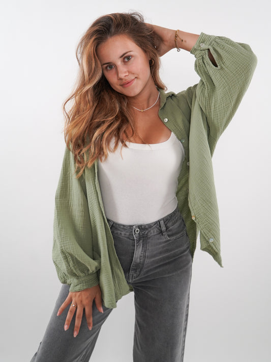 Musselinbluse khaki