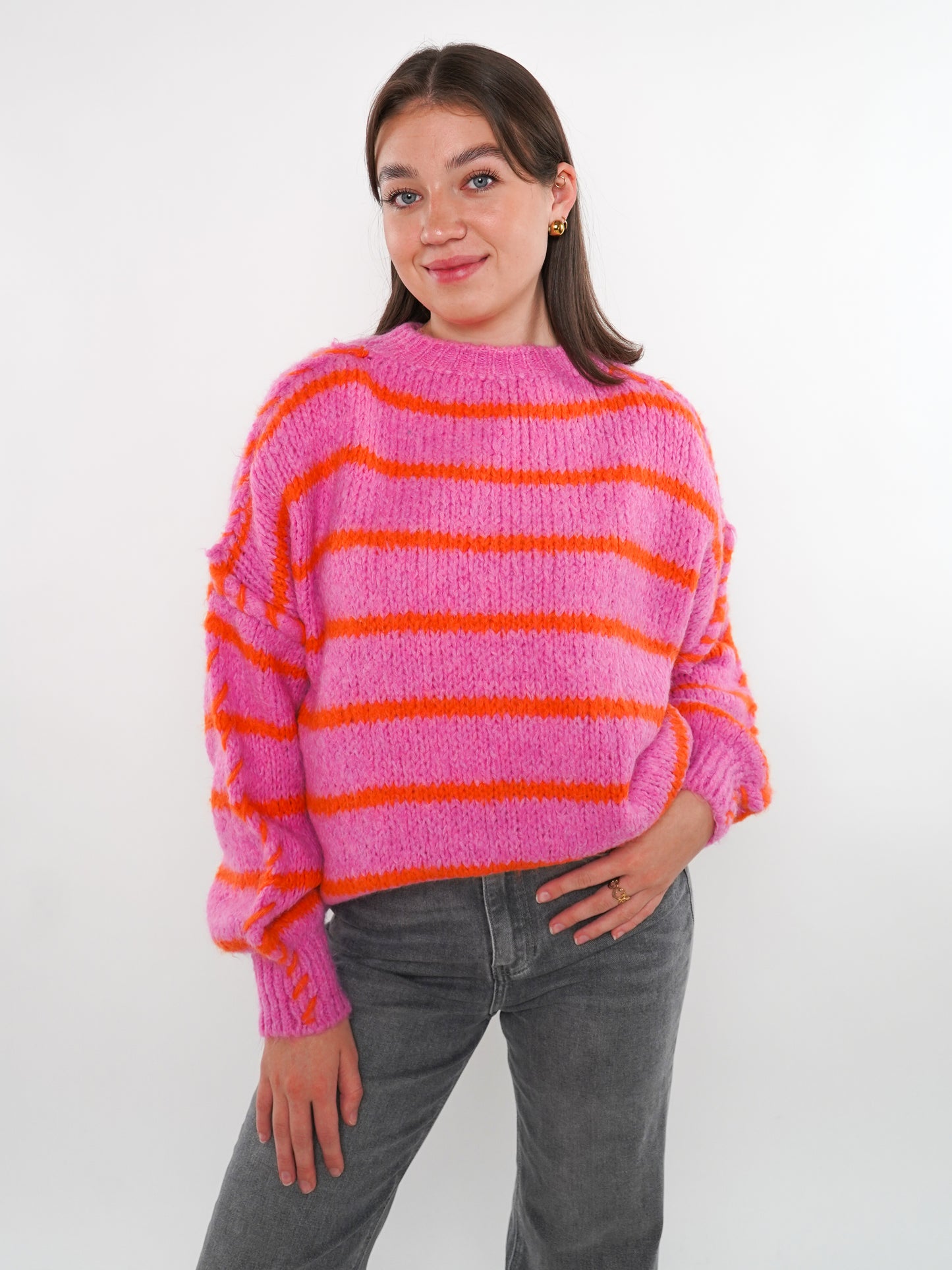 Stripe Vibe Strickpullover - Pink