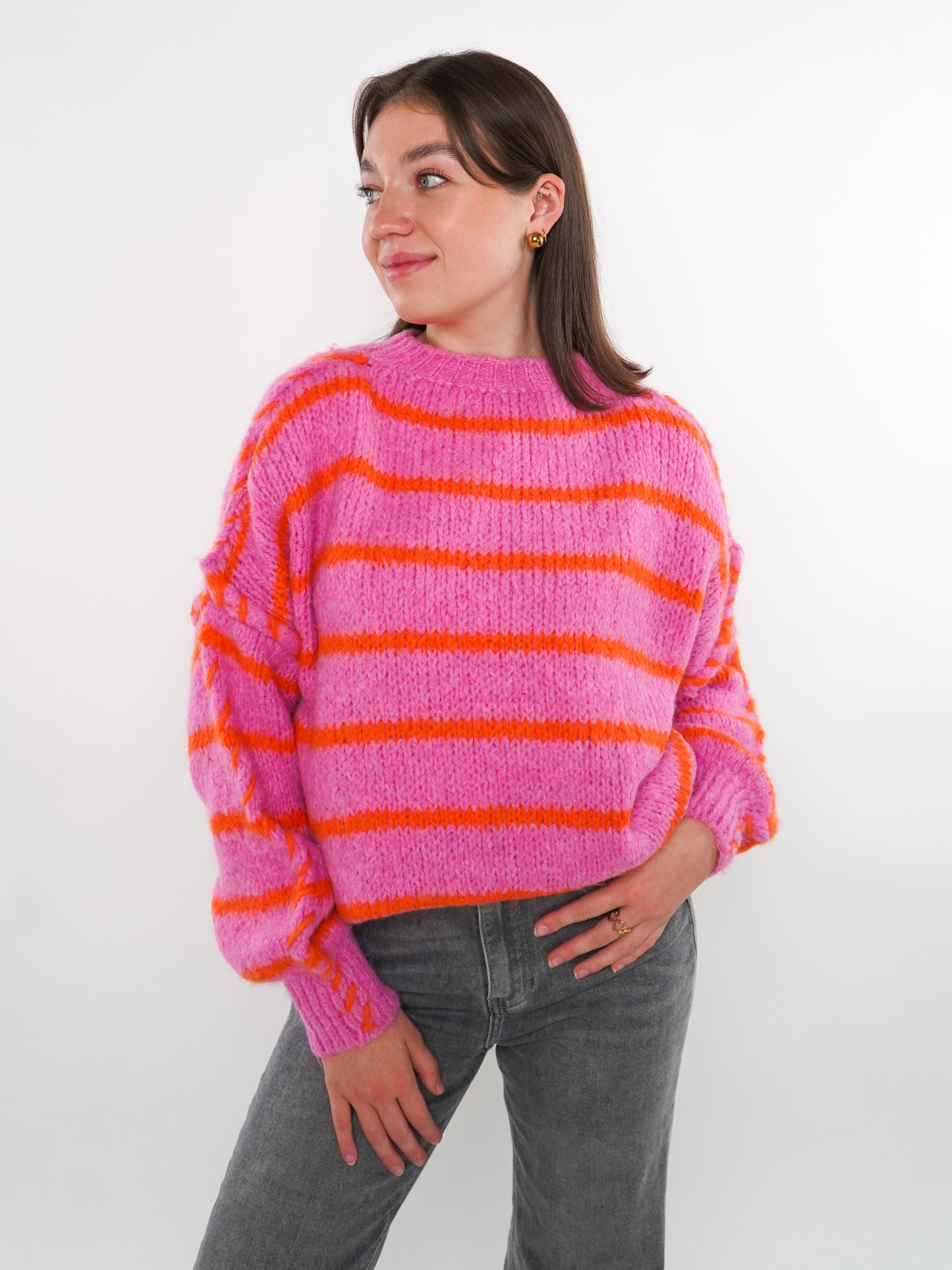 Stripe Vibe Strickpullover - Pink