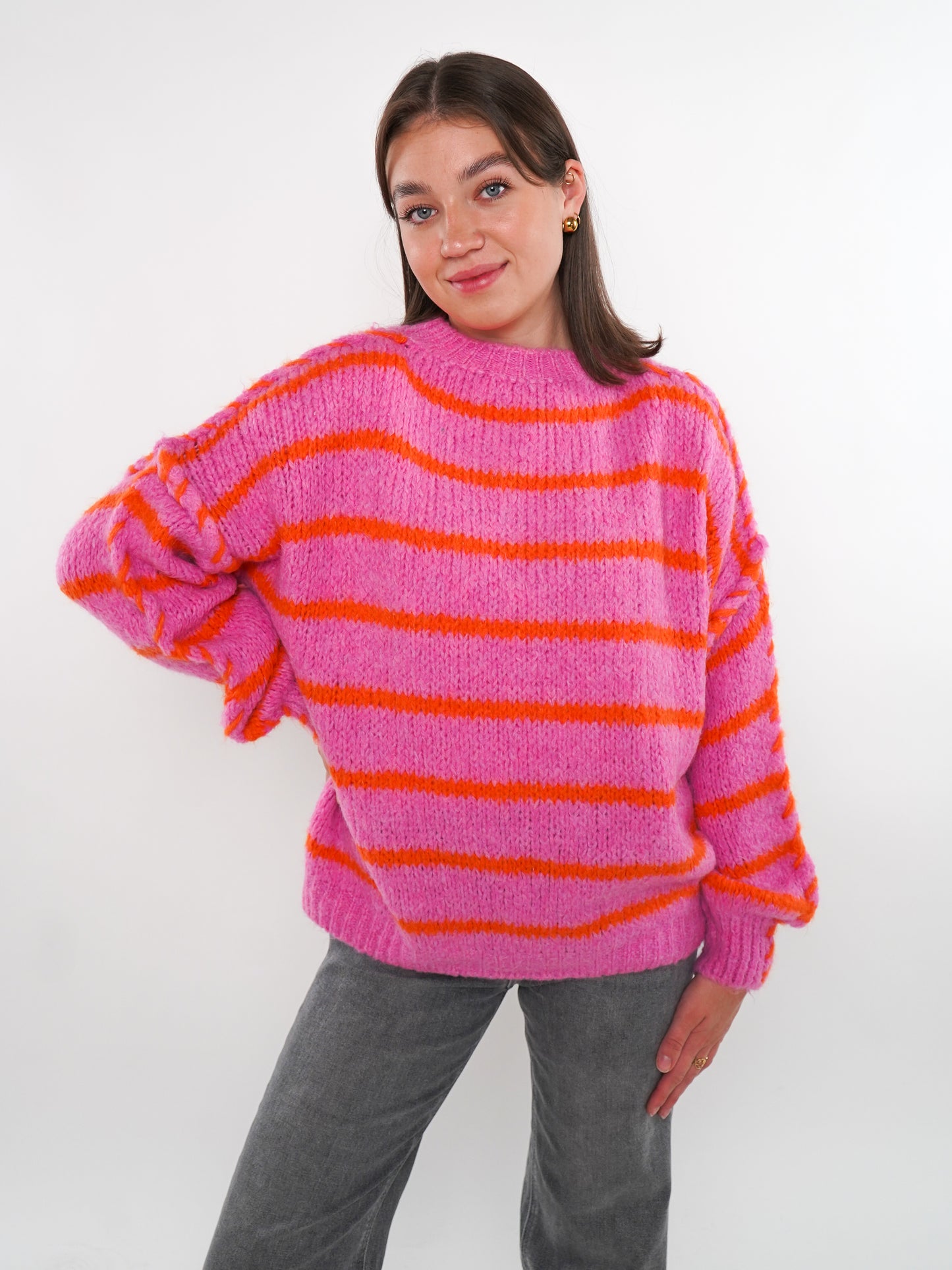 Stripe Vibe Strickpullover - Pink