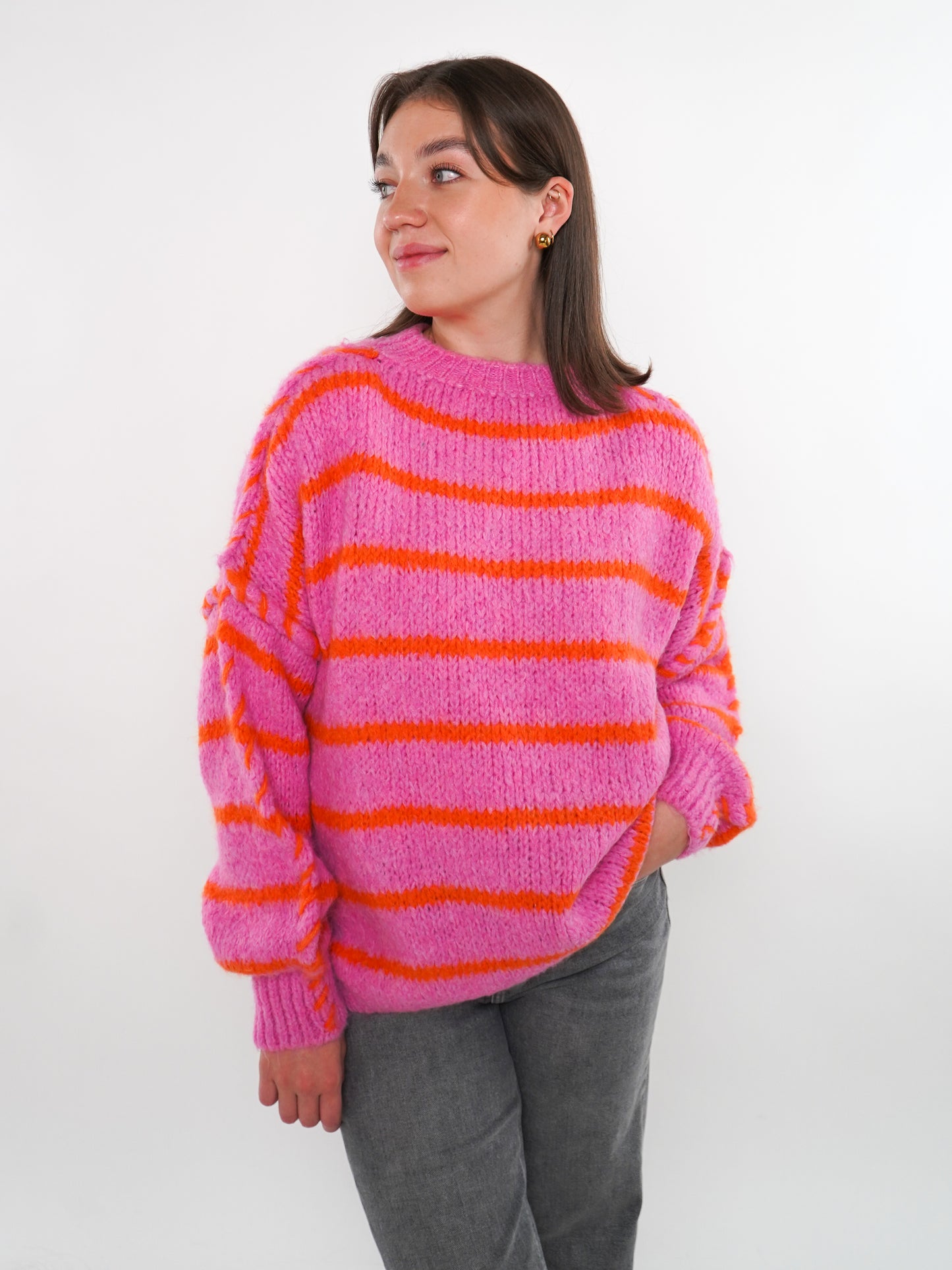 Stripe Vibe Strickpullover - Pink