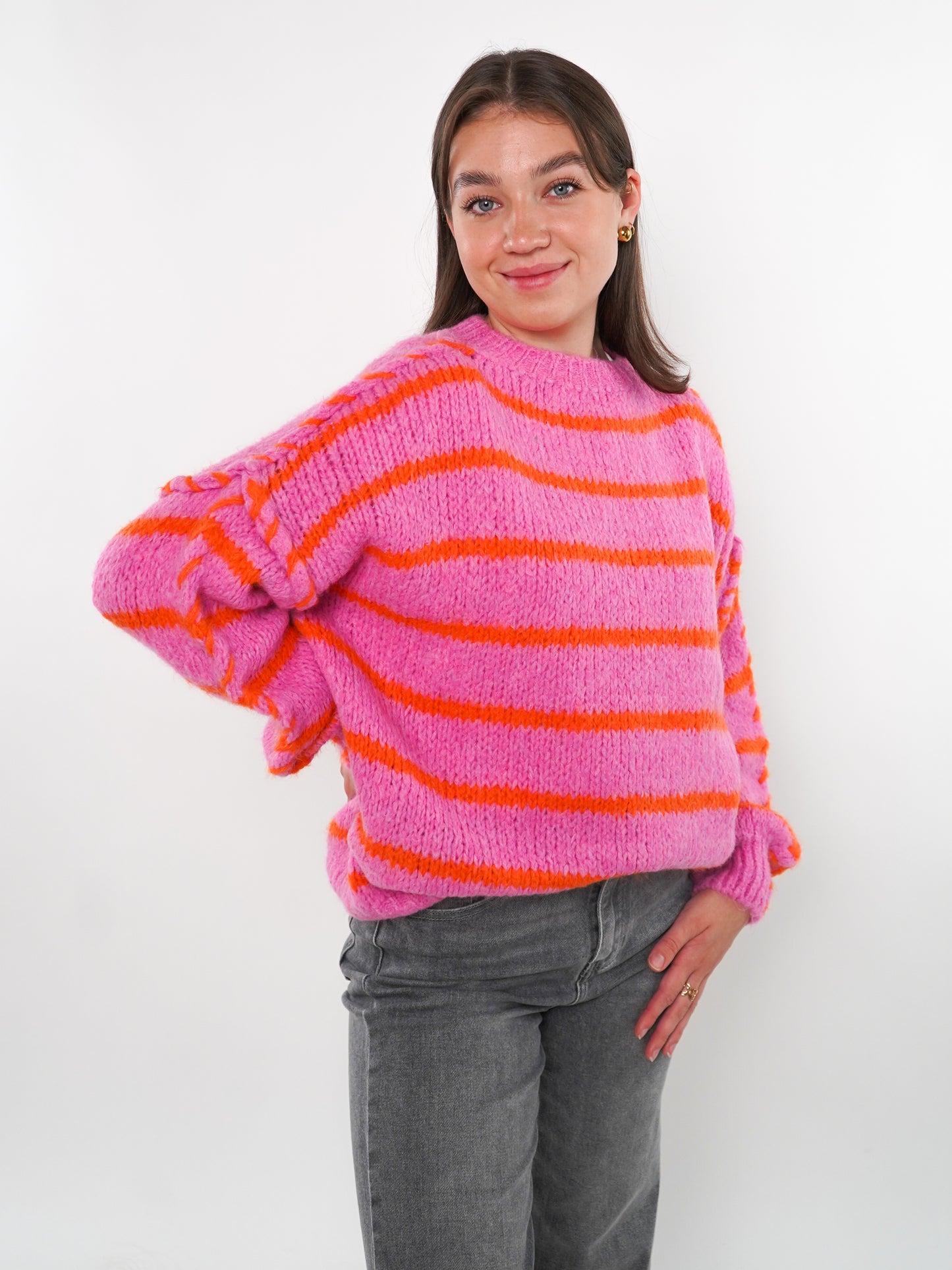 Stripe Vibe Strickpullover - Pink