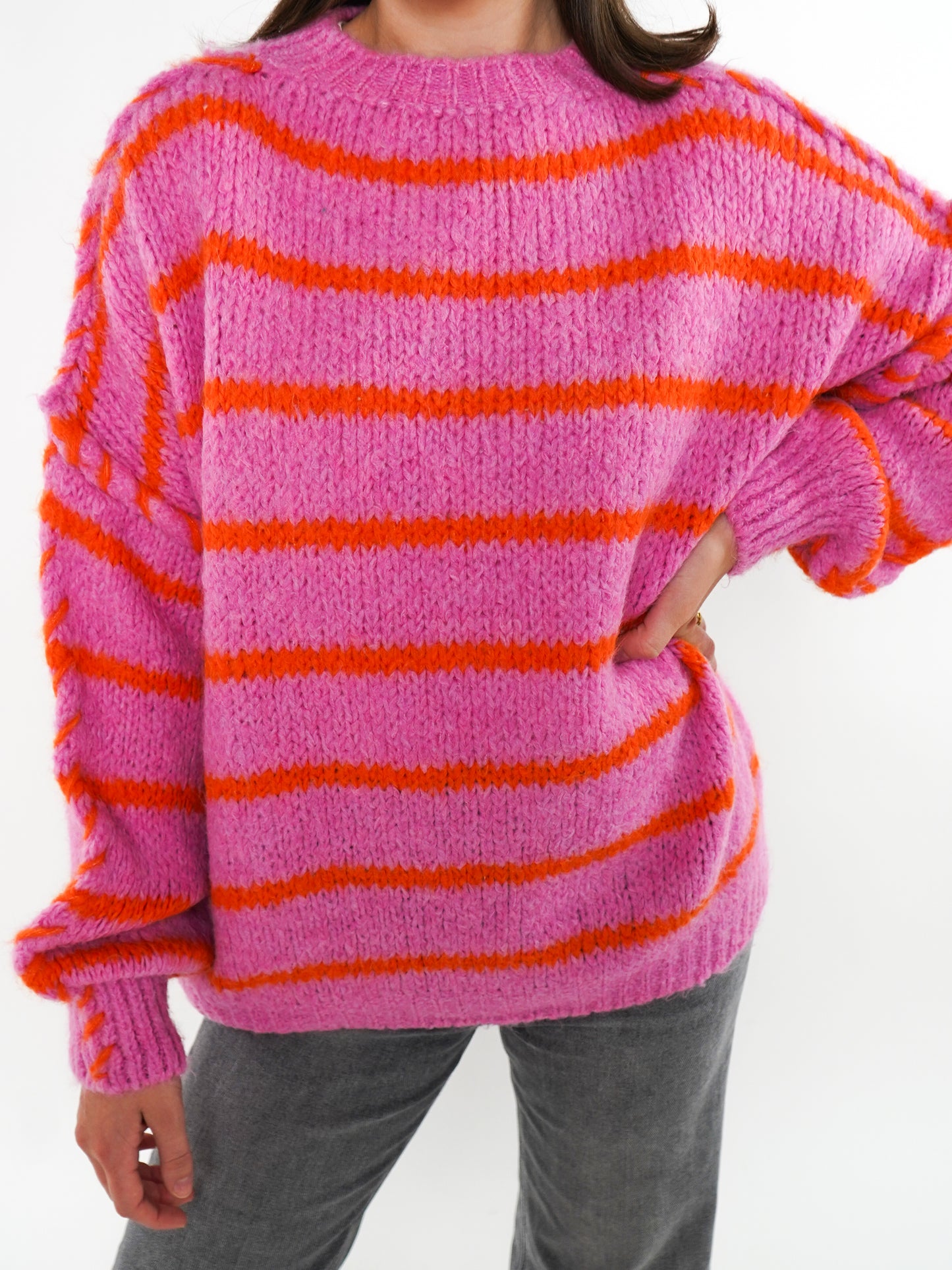 Stripe Vibe Strickpullover - Pink