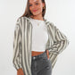 Musselinbluse Bold Stripes kurz - Creme/Grau