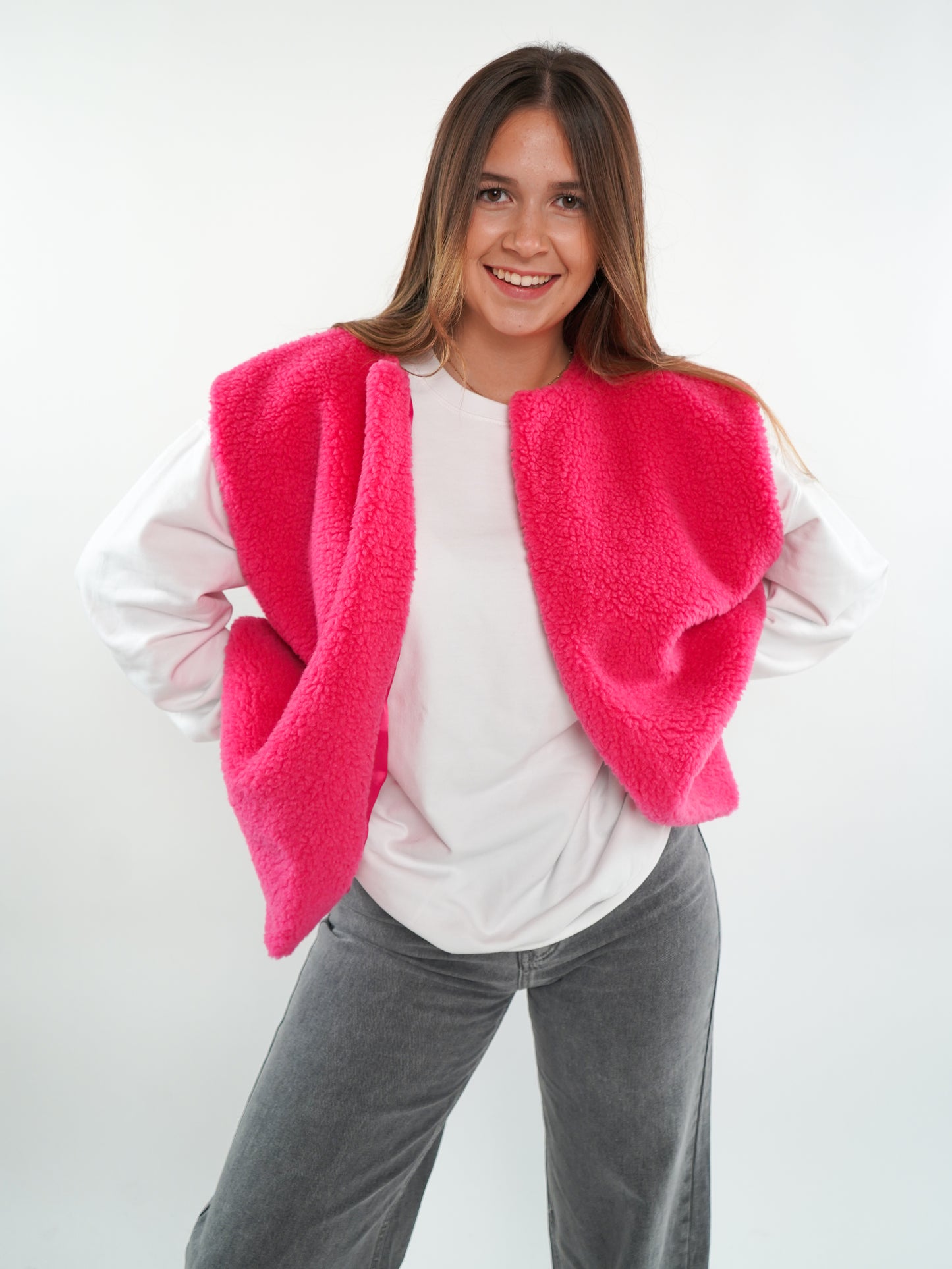 Oversize Teddy Weste ANNISVIEW - Rosa