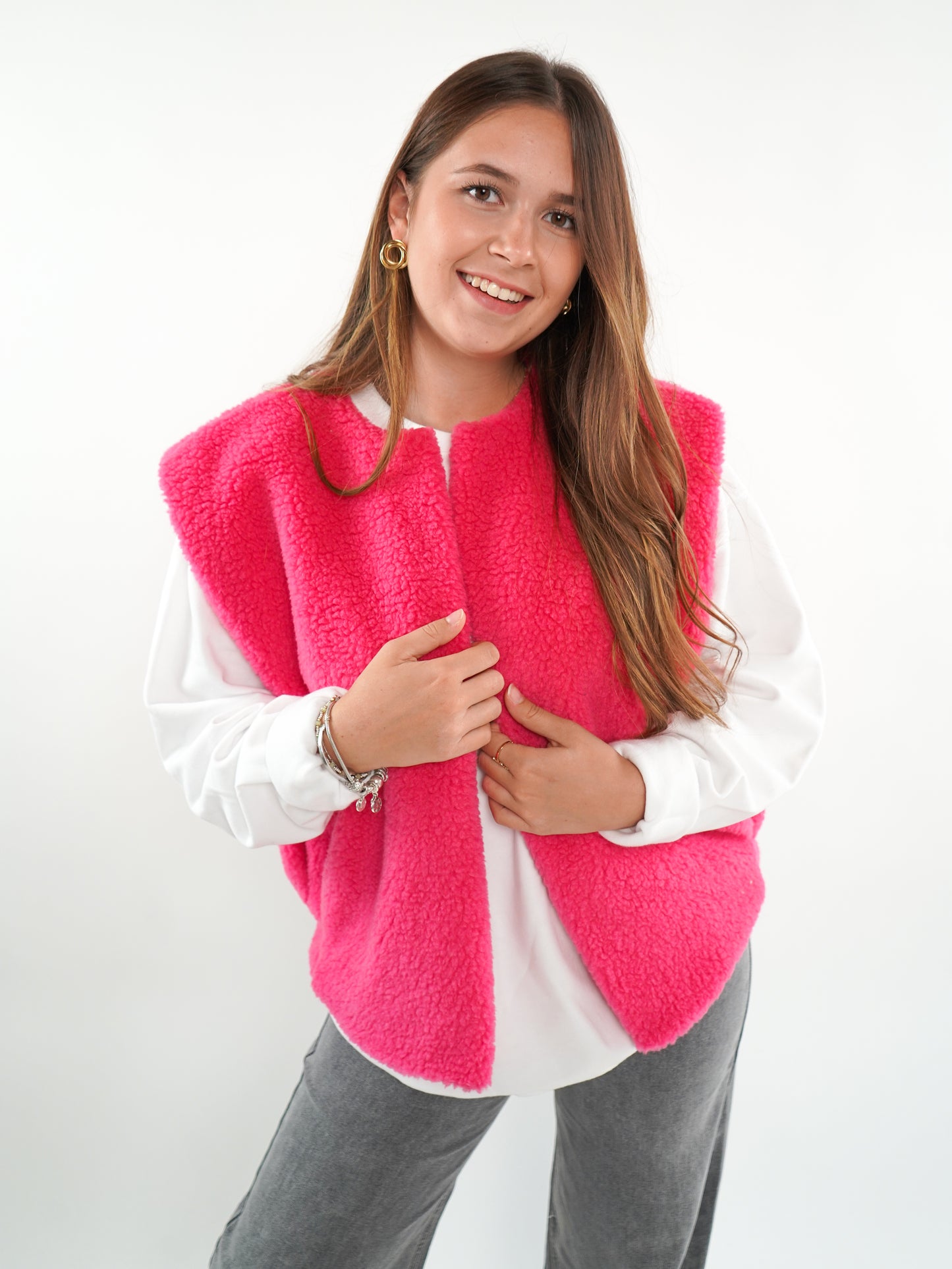 Oversize Teddy Weste ANNISVIEW - Rosa