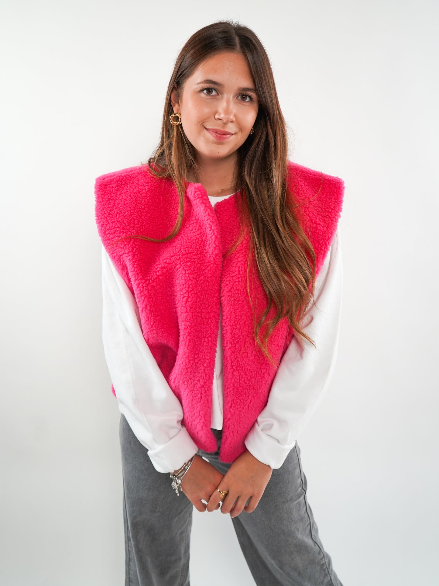 Oversize Teddy Weste ANNISVIEW - Rosa